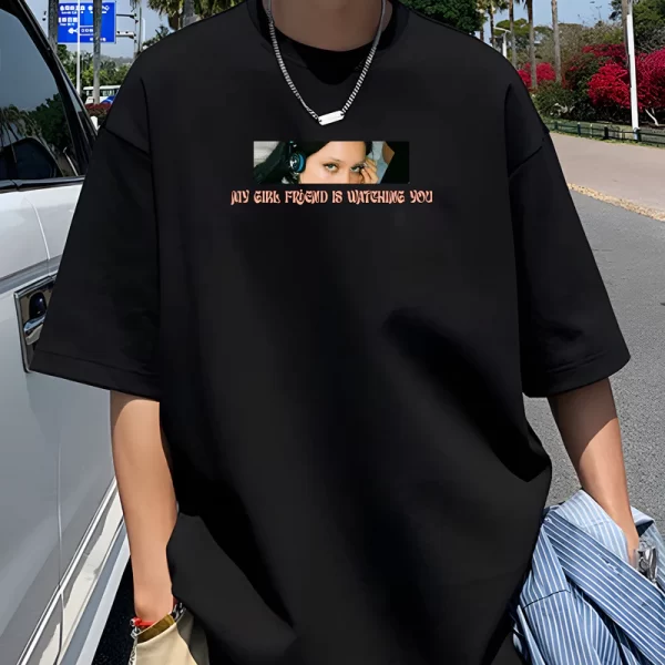 Custom Couple My Boyfriend Girlfriend Is Watching You T-Shirt